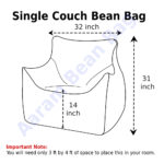 Faux Leather Single Couch Bean Bag - Brown - Image 2