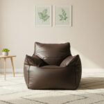 Faux Leather Single Couch Bean Bag - Brown