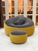 Giant Roll Fabrics Xxxl 3pcs Combo Bean Bag- Golden/Charcoal - Image 4