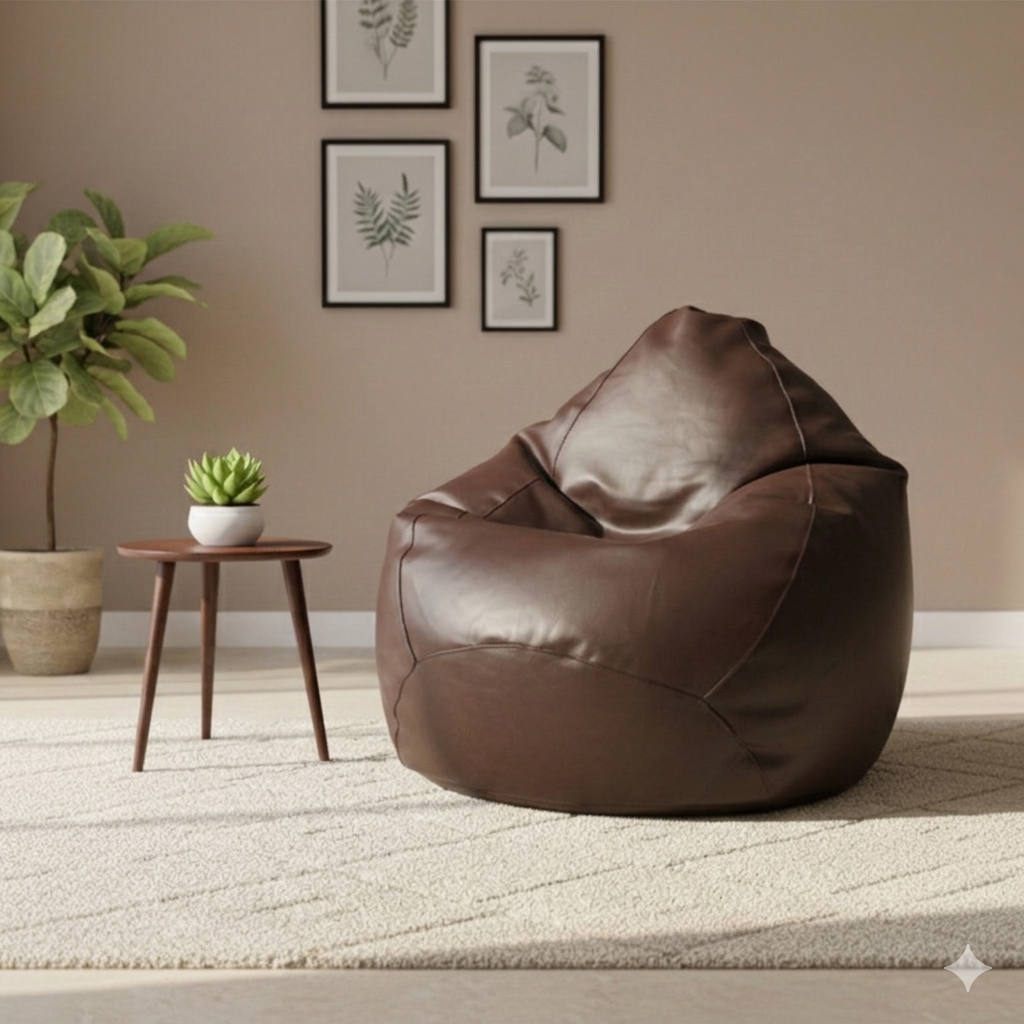 IMG_0561 Faux Leather Xxl Pear Shape Single Bean Bag - Brown - Image 1