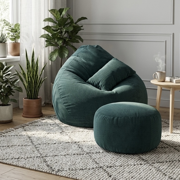IMG_0598 Woven Fabrics Xxl Pear Shape 3pcs Combo Bean Bag - Sea Green - Image 1