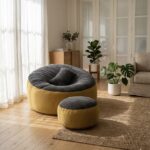 Giant Roll Fabrics Xxxl 3pcs Combo Bean Bag- Golden/Charcoal