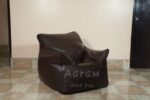 Faux Leather Single Couch Bean Bag - Brown - Image 5