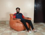 Faux Leather Single Couch Bean Bag - Varnish - Image 3