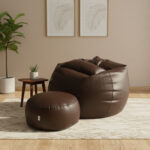 Faux Leather Xxl Pumpkin Shape 3pcs Combo Bean Bag - Brown